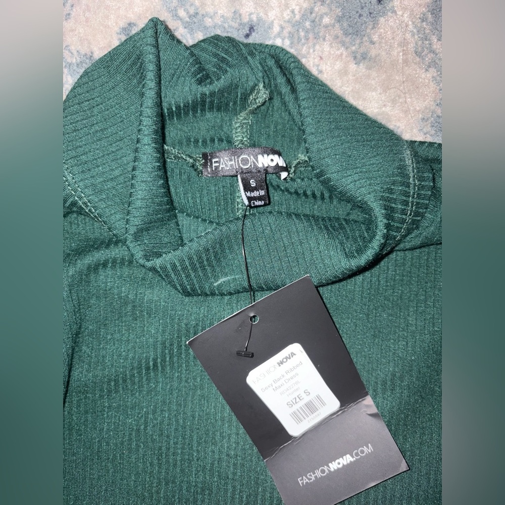 Fashion Nova Deep Green Ribbed Dress